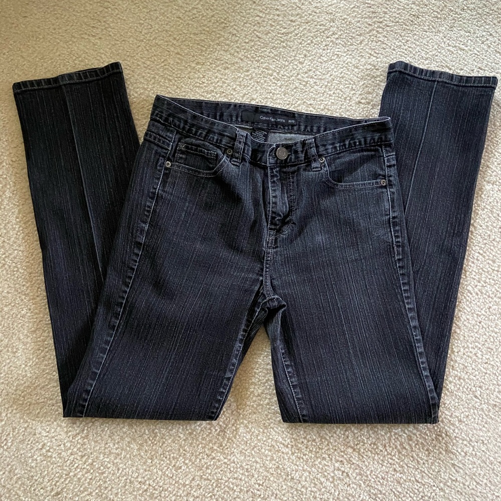 Walk Tall in the straight leg Calvin Klein Jeans.